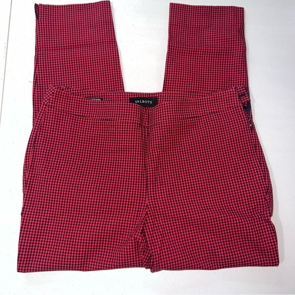 Talbots Red and Blue Checkered Chattam Ankle Pants